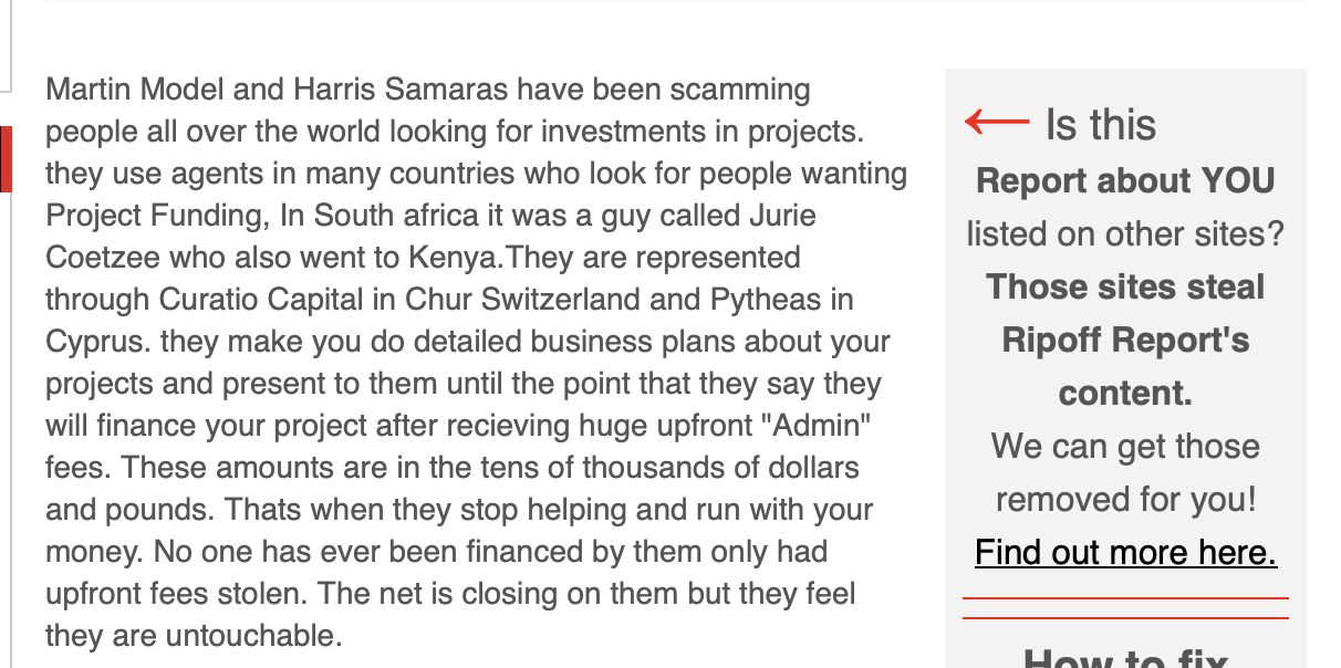 Ripoff Report original complaint
